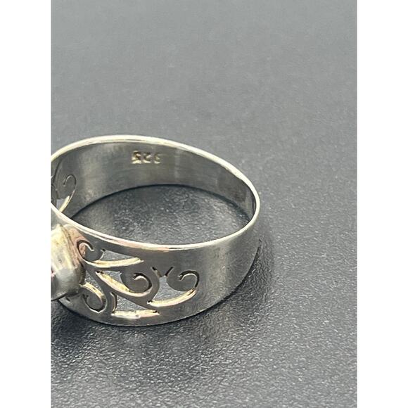 Sterling Silver 6x9mm Bezel Set Teardrop Peridot Leaf Swirl Filigree Ring Sz 9.5 - Picture 7 of 8